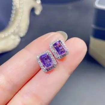 Красивые простые серьги-гвоздики из серебра 925 пробы с гранатом для женщин, ювелирные изделия, размер 4x6 мм, прямоугольный, 100% натуральный драгоценный камень, повседневная одежда, подарок на вечеринку