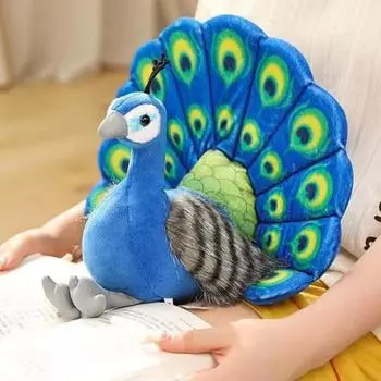 Beautiful Simulation Peacock Plush Toys Green Blue Peacock Spread Tail Soft Stuffed Animals Pillow Kids Birthday Gifts