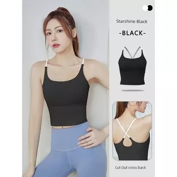 Beautiful Spaghetti Strap Chest Pad Camisole Yoga Clothes Suit Sports Intimates Women s Sports Bra Workout Beauty Back Starshine Black XL