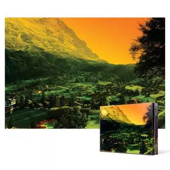 Beautiful sunset in Lauterbrunnen - 1000 piece jigsaw puzzle, popular Korean puzzle