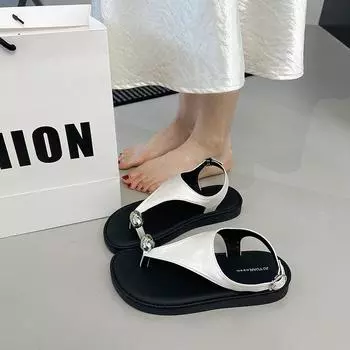 Beautiful toe sandals women s summer wear new skirt fashion flat beach shoes 35