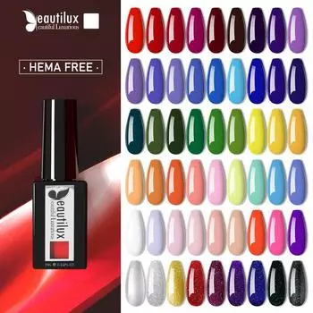 Beautilux Гель-лак для ногтей без HEMA, замачиваемый УФ-светодиодный полуперманентный гель для ногтей, лак, базовое верхнее покрытие, лак 7 мл