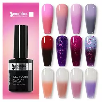 Beautilux Nude Термальный Гель-лак для ногтей Полуперманентный Ombre Изменение температуры УФ-светодиодный гель-лак для дизайна ногтей 10 мл