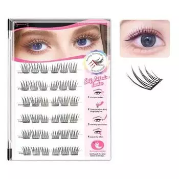 Beauty7 Glue-free Partial False Eyelashes, Glue-Free, Self-Adhesive False Eyelashes, Natural, Transparent Shaft, Upper Eyelashes, Short, Soft, Eyelash