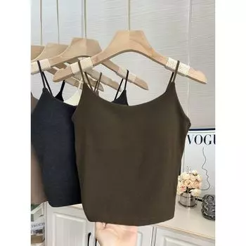 Beauty Back Early Autumn Integrated Fixed Cup Slim-Fitting Suspenders Vest Wood ash Free size (45.00 kg-62.50 kg