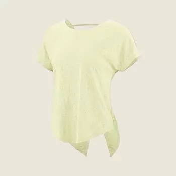 Beauty Back Yoga Clothes Top Women Loose Quick-Drying Hip Covering Workout Clothes Sports T-shirt Short sleeve Cover up White Spring Summer Yellow M