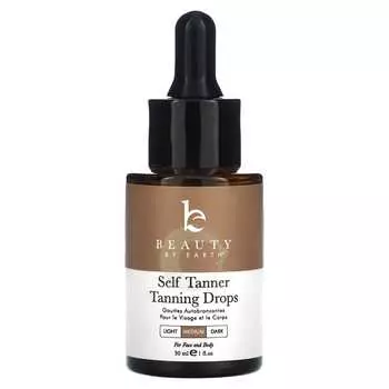 Beauty By Earth, Автозагар с каплями для загара, средний, 1 жидкая унция (30 мл)