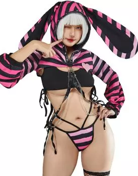 Костюм Красоты Косплей Аниме Игра Девушка-Кролик Стиль Кролика Нижнее Белье Домашняя Одежда Маленький Дьявол Дьявол Ведьма Кроссдрессинг Королева Готика Готический Сексуальный Милый Топ