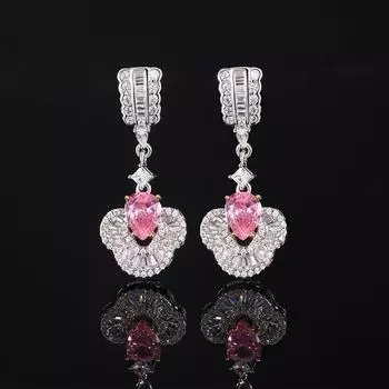 Beauty Expert Розовый Кристалл Циркон Ретро Рубин Серьги Длинный Цветок Бахрома Цветочное Украшение розовый