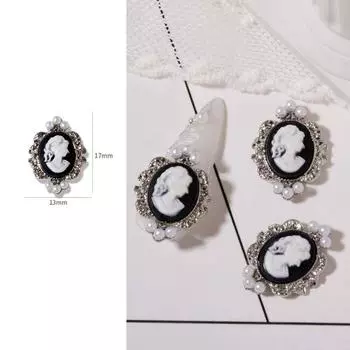 Beauty Head Pearl Retro Nail Art Rhinestone Beauty Head Ornaments DIY Nail Decoration Manicure 6