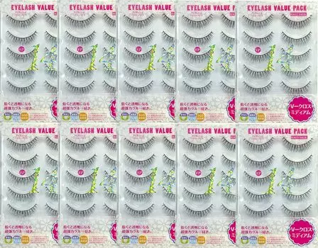 BEAUTY NAILER Eyelash Value Pack Value of [Set 10] (V-Cross Medium) VP-14x10