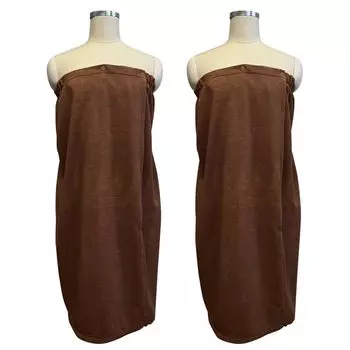 Beauty Salon Gown Wear Bath Towel Salon Gown Wrap Towel Wrapped Towel Set of 2 Mocha Microfiber Button Closure Commercial Beauty Salon Towel Pool Gown
