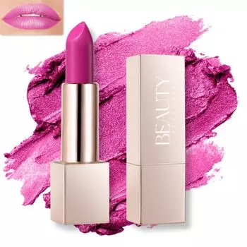 Beauty Searcher Metallic Shine - высокоувлажняющая кремовая формула, гладкая губная помада с полным покрытием и полностью матовым финишем, розовая помада, цвет,