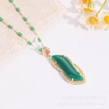 Beauty Waist Jade Necklace Women S Retro Noble Ol Temperament Bamboo Collarbone Chain