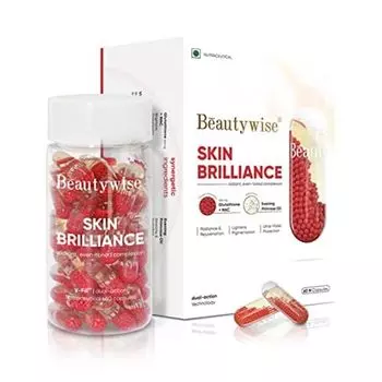 Beautywise Glutathione с NAC - 500 мг I Двойное действие Skin Brilliance | Для осветления и сияния кожи, 60 растительных капсул (Пакет из 1) Pack of 1