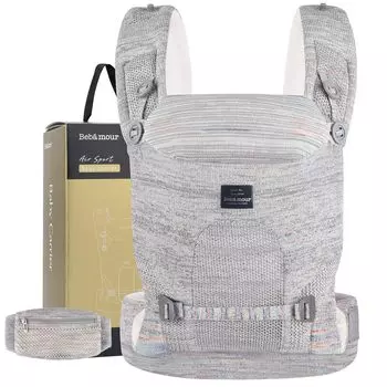 Bebamour Baby Baby Reduced Burden [Baby Amour] Carrier, Carrier, 3-Way, Ergonomic, Facing-Facing, Face-to-Face, Piggyback, (Gray) серый