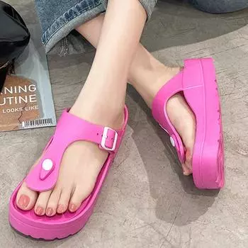 Bebealy Модные женские шлепанцы Сандалии Женские сандалии на плоской подошве из ЭВА Водонепроницаемые пляжные сандалии Толстая подошва Мягкая обувь для душа в бассейне 37