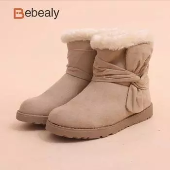 Bebealy плюшевые меховые женские зимние сапоги новые модные ботильоны из натуральной шерсти пушистые меховые хлопковые сапоги с меховой подкладкой для женщин 40(fit23.5cm) чёрный