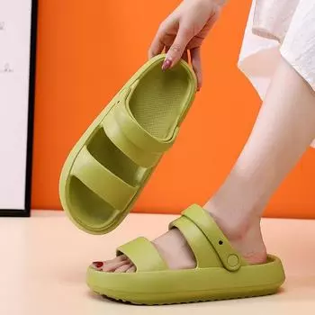 Bebealy Summer Men Sandals Couple Home Slippers Indoor Non-slip Breathability Mens Shoes Outdoor Adjustable Thick Sole Sandals 36-37