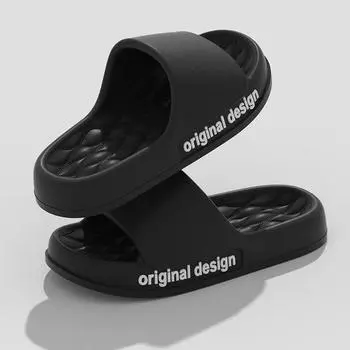 Bebealy/женские тапочки с буквенным принтом, домашняя обувь для душа, ванной комнаты, пляжные шлепанцы из ЭВА, модные мягкие тапочки-облака, лето 2024, женские сандалии 38-39 розовый