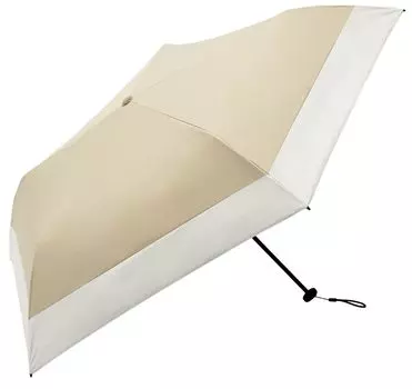 Because Folding Umbrella 50cm UV Protection Approximately Lightweight 120g Parasol for Both Sunny and Rainy Days Slim Stylish Beige Compact PU Super бежевый