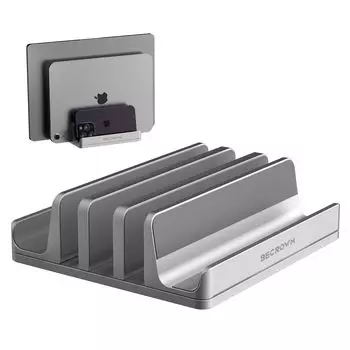 BECROWM Laptop Vertical PC Holds 5 Holds Adjustable Vertical Aluminum Clamshell for MacBook Microsoft Surface Stand, Stand, Computers, Width,