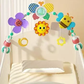 Подвесной игрушечный автомобильный колокольчик, безопасное сиденье, игрушка для развития зрения и слуха, нежный бубен, безопасность, без батареек