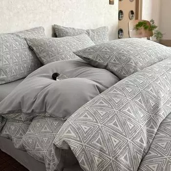 Bed cotton 4pcs set, light luxury high-end pure cotton quilt cover, bed sheet Class A maternal and infant grade quilt cover, bed hat model 1.2m bed sheet 3pcs 1.5*2mcm quilt core