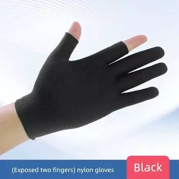 Bed Gloves Hotel Room Attendant Dedicated Women Cleaning Cleaning Cleaning Cleaning Cleaning Exposed Finger Touch Screen Thin Black Dew Two Finger 5 Pair Nylon Gloves One size