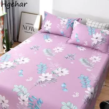Bed Sheets Cotton and Linen Four Seasons King Queen Size Bedding Flower Printed Flat Sheet Adults Household Mattress Dust Cover 90x230cm