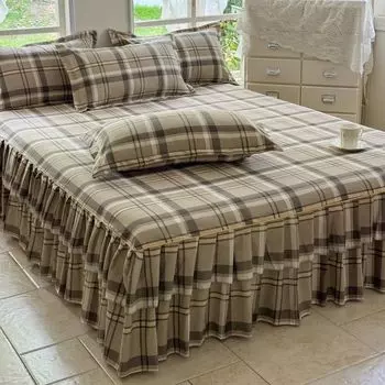 Bed skirt skirt single bed cover three-piece set lace double bed sheet non-slip Simmons protective cover 150x200 3pcs