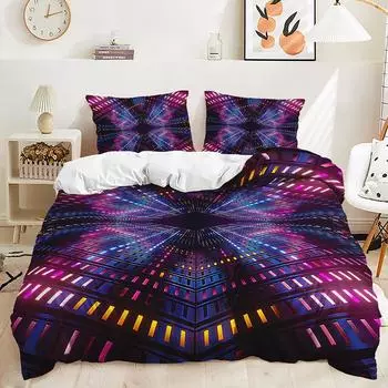 Bed Three-Piece 3D Pattern Creative Quilt Cover 3D Digital Printing Kit 135 * 200 (two-piece set) 90g