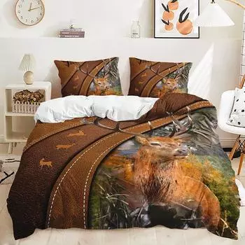 Bed Three-Piece Animal Kit Elk Quilt Cover Two-Piece Bedroom 135 * 200 (two-piece set) 90g