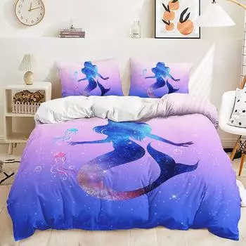Bed Three-Piece Aquatic Animal Marine Quilt Cover 3D Digital Printing Kit 135 * 200 (two-piece set) 90g