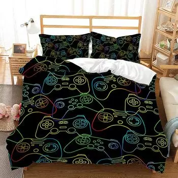 Bed Three-Piece Gamepad Sci-Fi Cute Pink 3D Digital Printing Kit 135 * 200 (two-piece set) 90g