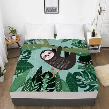 Постельное белье с 3D-принтом в виде животного ленивца, простыня, чехол для матраса, эластичная простыня на резинке, комплект из 3 предметов, домашний текстиль 120cmX200cmX30cm