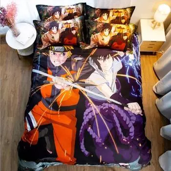 Bedding Naruto Anime Set Duvetquilt Cover Pillowcases Students Domitorybedroom Sword,Single3pcs135x200cm
