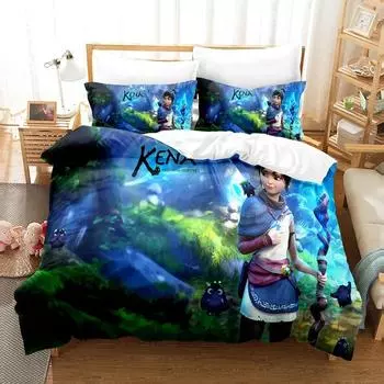 Bedding Set Game Kena Bridge of Spirits 3D Printed Comforter Duvet Cover Pillowcase Twin Full Queen King Bed Linens Drop Ship a 70x133cm 2pcs
