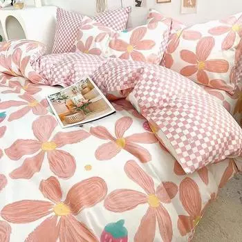 Bedding Set kids adult flat sheet duvet cover pillowcase single double full size bed linen floral cherry home textile Twin 3pcs