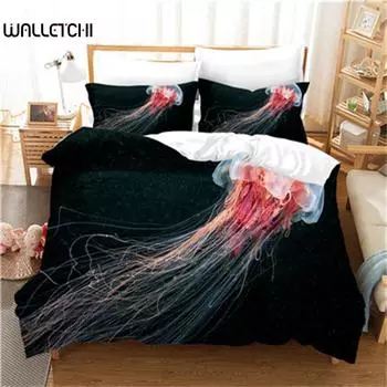 Bedding Set Marine Life Pink Jellyfish Fashion Duvet Cover Set Bedroom Set Comfort Cover for Women Girls Kids Bedroom Decoration EU single(135x200cm)
