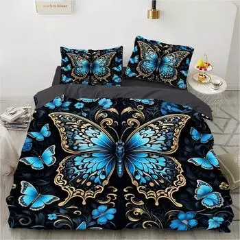 Bedding Sets 3d Duvet Cover Set 23pcs DuvetQuiltComforter Cover sets Bedding Sets bed linen Boho Damask Garden Blue butterfly 70x133cm 2pcs