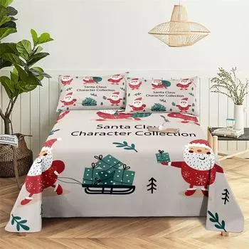 Bedding Sets Christmas Tree Bed Sheet Fashion Design Double Flat Sheet Boys Girls Bed Sheet Set Bed Sheets and Pillowcases 150X230cm(2Pcs)