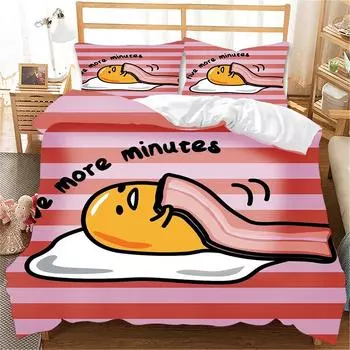 Bedding Three-Piece Set 3D Digital Printing Cute Q Cute Egg Quilt Cover Three (Four) Pieces 260*220