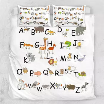 BeddingOutlet Алфавит Пододеяльник Комплект Буквы Русский Пододеяльник для Подростков Детский Комплект Постельных Принадлежностей Мультфильм Планета Животных Покрывала EU single(135x200cm)