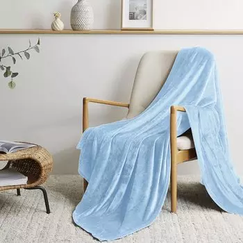 BEDELITE Microfiber Lap All Light 160 x 200 см Одеяло, Полуторное Одеяло, Большое, Теплое, Фланель, Плед, Весна, Лето, Осень, Зима, Времена года, светло-синий