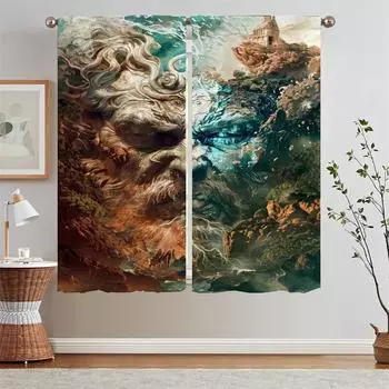 Bedroom Curtains 2 Pieces One Thought Becomes a Buddha Cabinets for Living Room Decoration Tentacles Beaded Curtain Tiebacks W50xH70cmx2pcs-CL