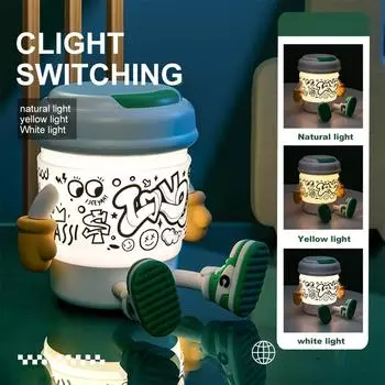 Bedroom Decoration Coffee Night Light Cartoon Ornaments Bedroom Bedside Lamp LED Birthday Holiday Gifts