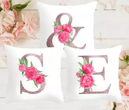 Bedroom Pillow Cover Monogram Initials pillow case Couple love pillow Wedding home decor gift housse coussin 45x45