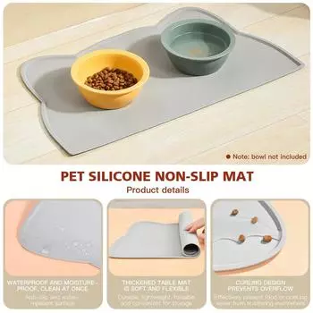 Beds and Furniture Feeding Cats Bed Bowl Food Tray Accessories. For Placemat Water Dog Mat Cats Dogs Pet Puppy Silicone Feeder 110Cm & Custom Shape 3 серый