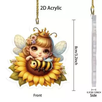 Bee Acrylic Charming And Flower Fairy Car Accessory Playful And Eyecatching Decor